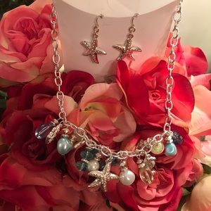 Colorful stones summer necklace and earring set